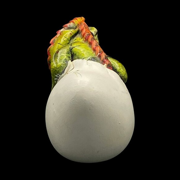 Handmade Mexican Iguana Emerging from Egg Sculpture Hand Painted Signed Macias - Picture 6 of 11